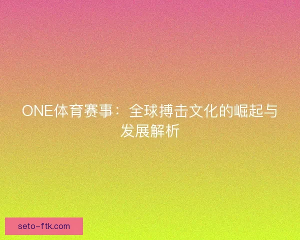 ONE体育赛事：全球搏击文化的崛起与发展解析